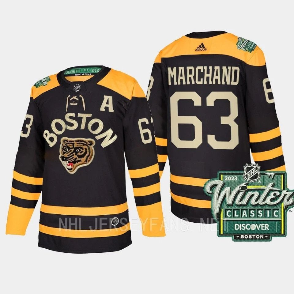 Men's Boston Bruins #63 Brad Marchand 2023 Winter Classic Black Authentic Stitched Jersey